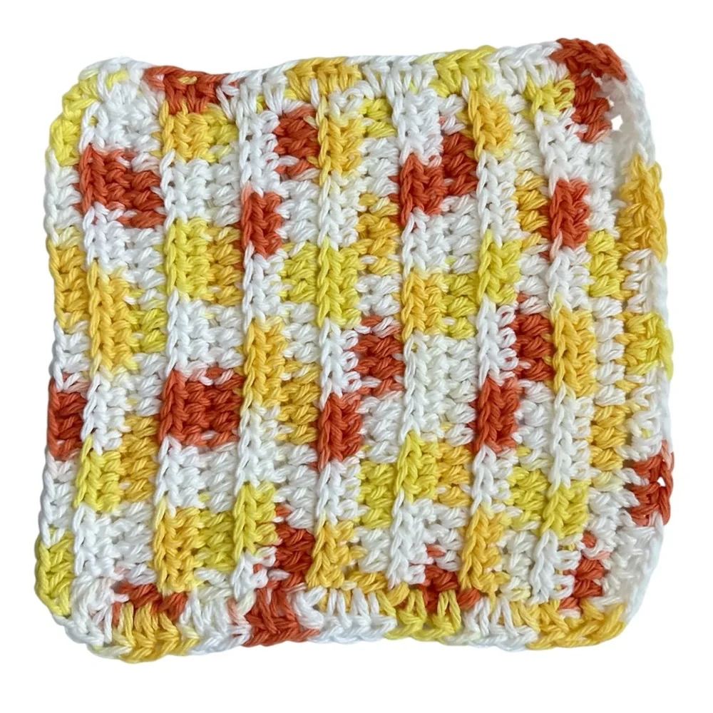 Hand Crafted Colorful All Purpose Wash or Dish Cloths Crochet 100% Cotton
